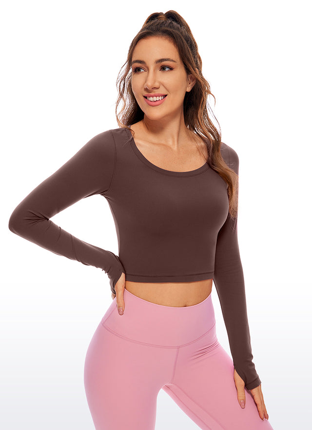 CRZ YOGA Leggings de yoga de manga larga Butterluxe para mujer Taupe