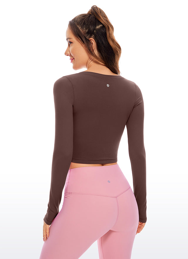 CRZ YOGA Leggings de yoga de manga larga Butterluxe para mujer Taupe