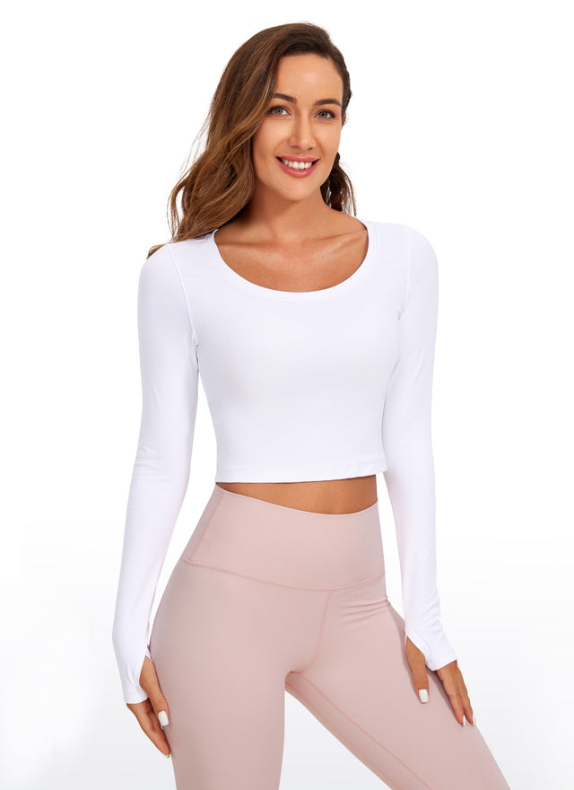 CRZ YOGA Leggings de yoga de manga larga Butterluxe para mujer White