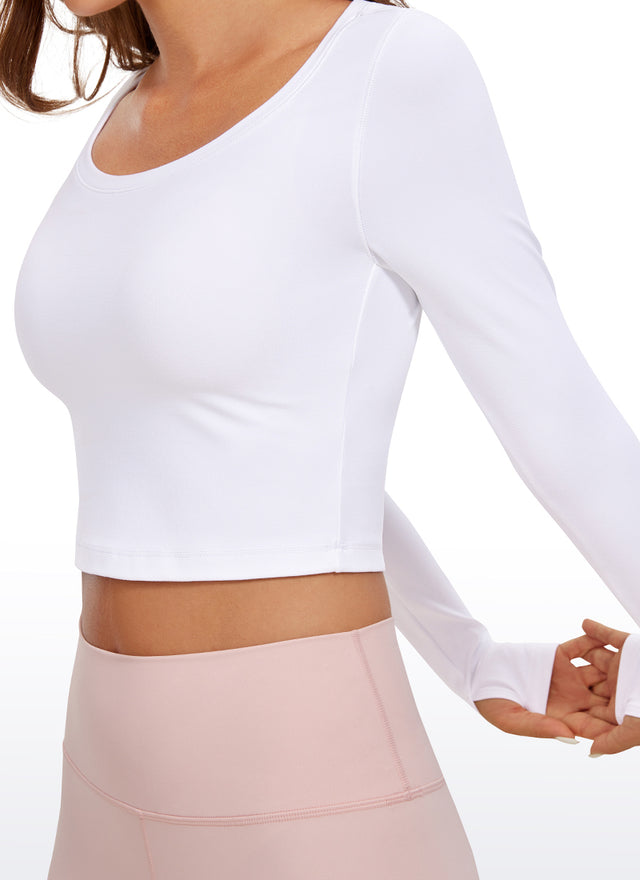 CRZ YOGA Leggings de yoga de manga larga Butterluxe para mujer White