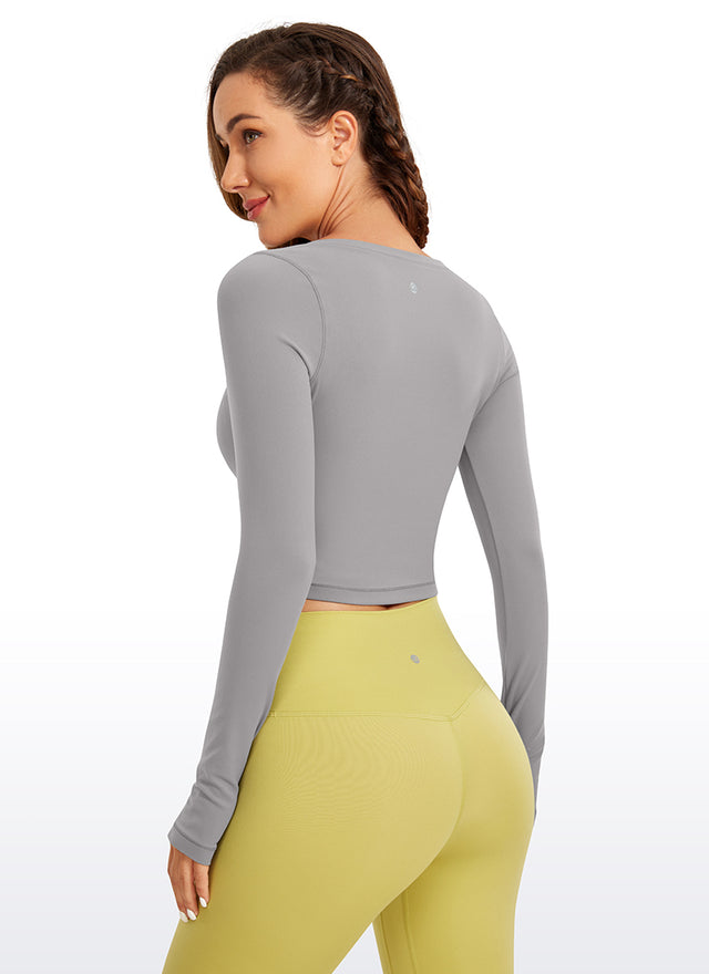 CRZ YOGA Leggings de yoga de manga larga Butterluxe para mujer Gull Gray @model_info:DEN