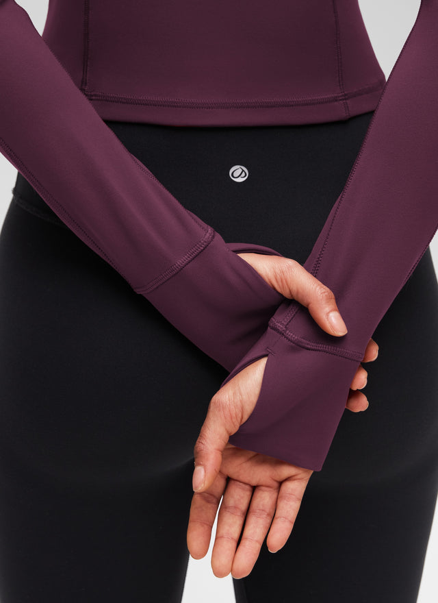 CRZ YOGA Women's Yoga Slim Fit Tops Butterluxe Half-Zip Long Sleeve Deep Purple
