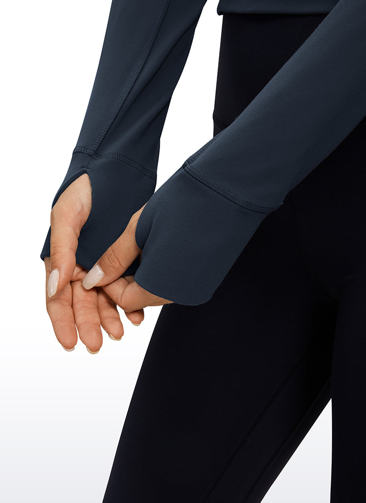 CRZ YOGA Women's Yoga Slim Fit Tops Butterluxe Half-Zip Long Sleeve Twilight Blue