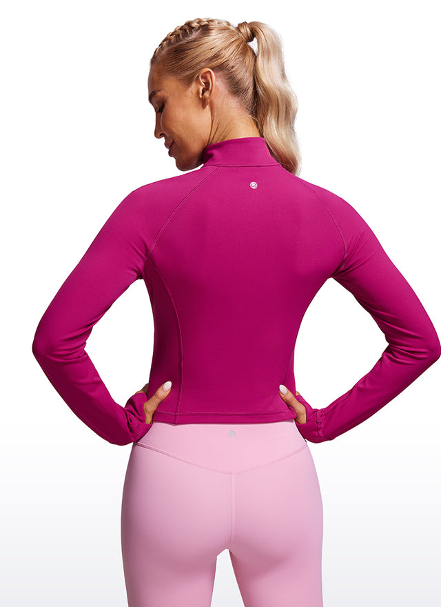 CRZ YOGA Women's Yoga Slim Fit Tops Butterluxe Half-Zip Long Sleeve Magenta Purple