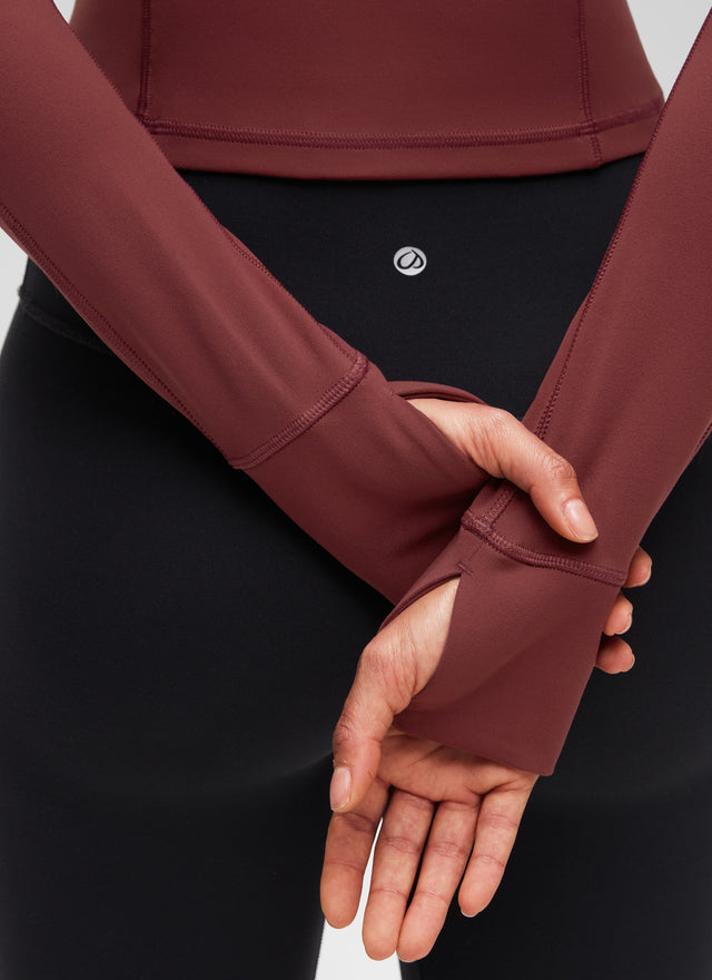 CRZ YOGA Women's Yoga Slim Fit Tops Butterluxe Half-Zip Long Sleeve Noctilucence Red