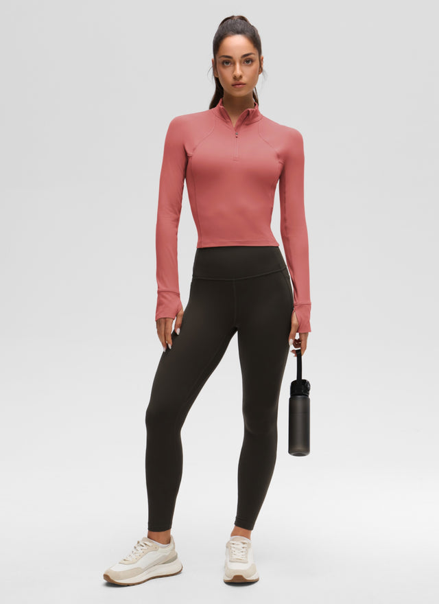 CRZ YOGA Women's Yoga Slim Fit Tops Butterluxe Half-Zip Long Sleeve Briar Rose