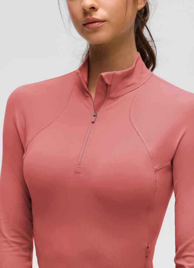 CRZ YOGA Women's Yoga Slim Fit Tops Butterluxe Half-Zip Long Sleeve Briar Rose