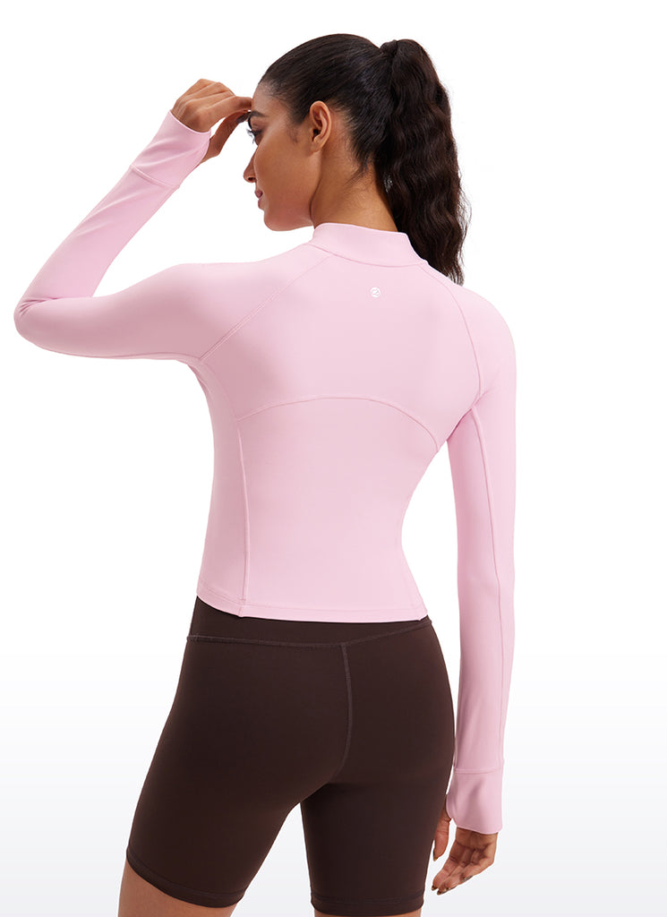 CRZ YOGA Women's Yoga Slim Fit Tops Butterluxe Half-Zip Long Sleeve Twilight Blue