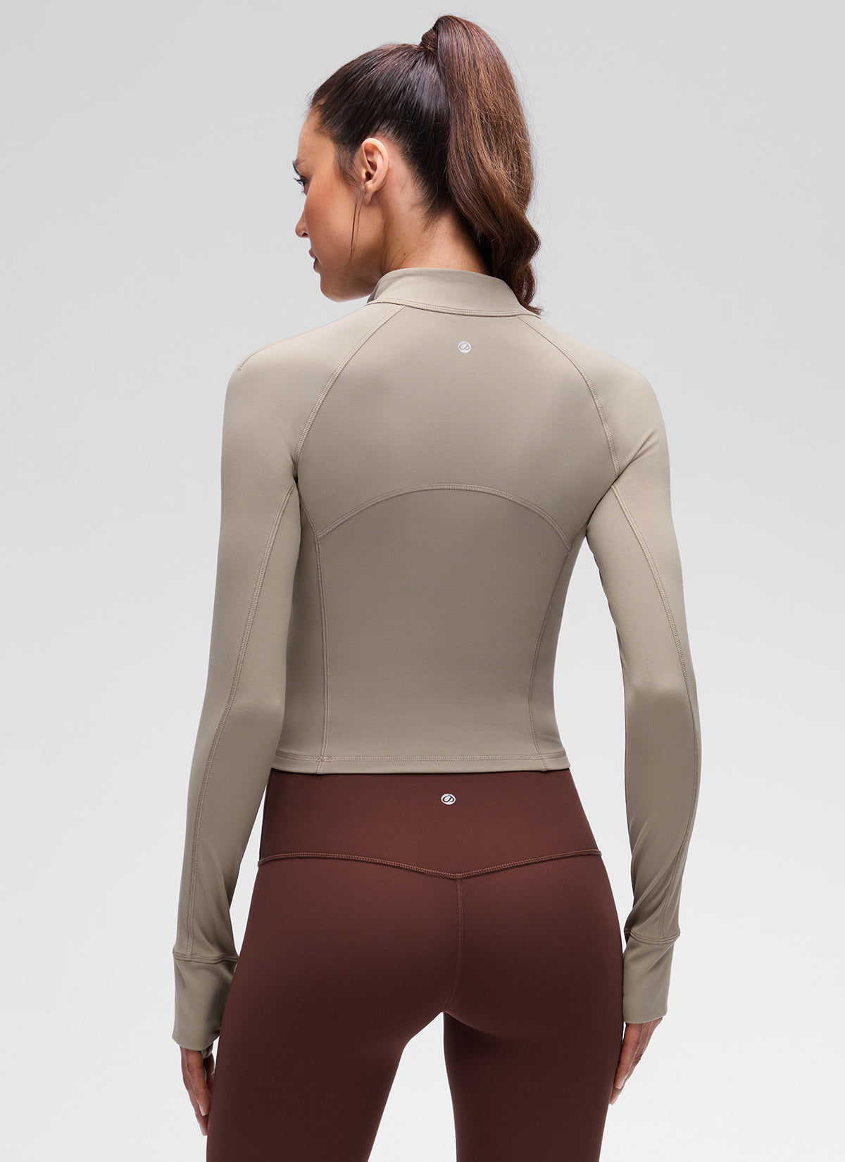 CRZ YOGA Women's Yoga Slim Fit Tops Butterluxe Half-Zip Long Sleeve Warm Ash Grey @model_info:Kseniia