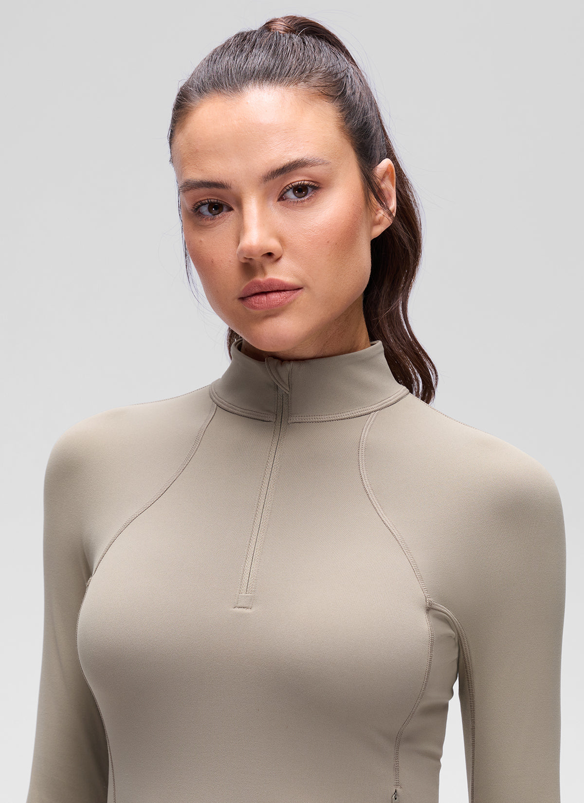 CRZ YOGA Women's Yoga Slim Fit Tops Butterluxe Half-Zip Long Sleeve Warm Ash Grey