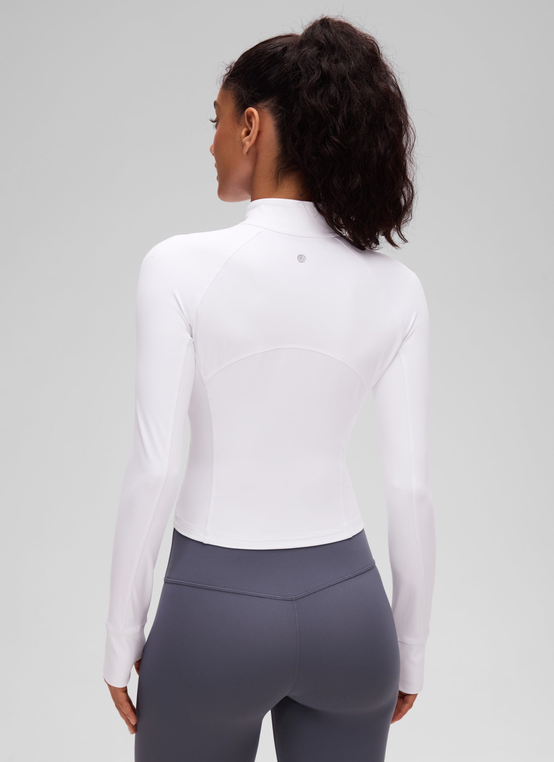 CRZ YOGA Women's Yoga Slim Fit Tops Butterluxe Half-Zip Long Sleeve White @model_info:Larissa