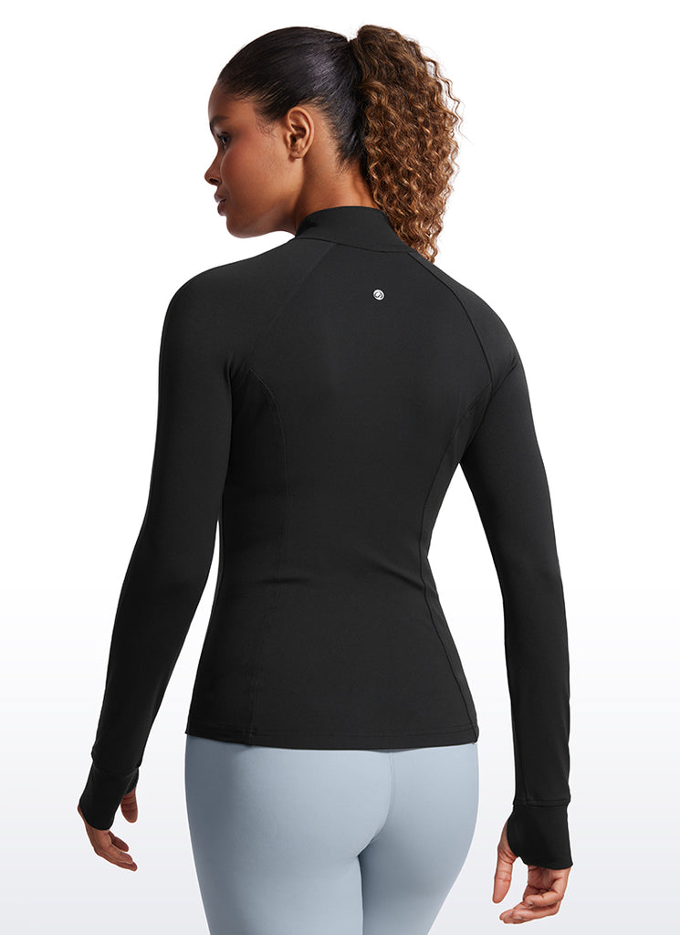 CRZ YOGA Women's Yoga Slim Fit Tops Butterluxe Full Zip Long Sleeves Hibiscus Purple