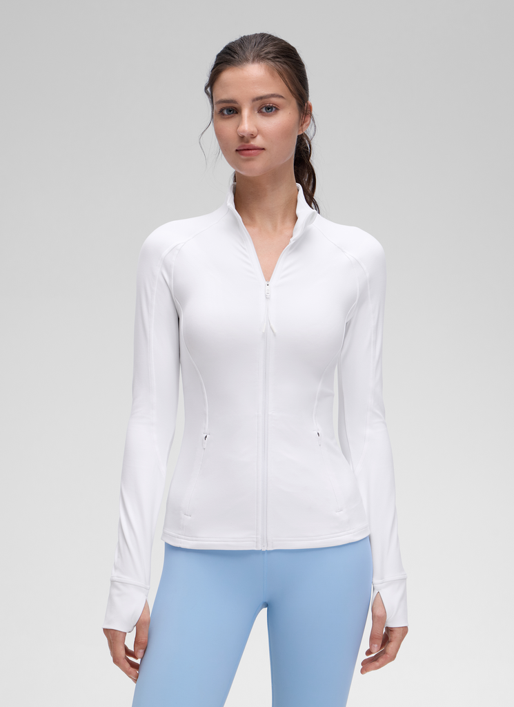 CRZ YOGA Women's Yoga Slim Fit Tops Butterluxe Full Zip Long Sleeves Jujube Brown