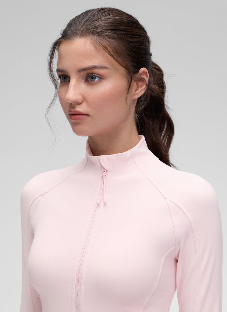 CRZ YOGA Women's Yoga Slim Fit Tops Butterluxe Full Zip Long Sleeves Viva Magenta