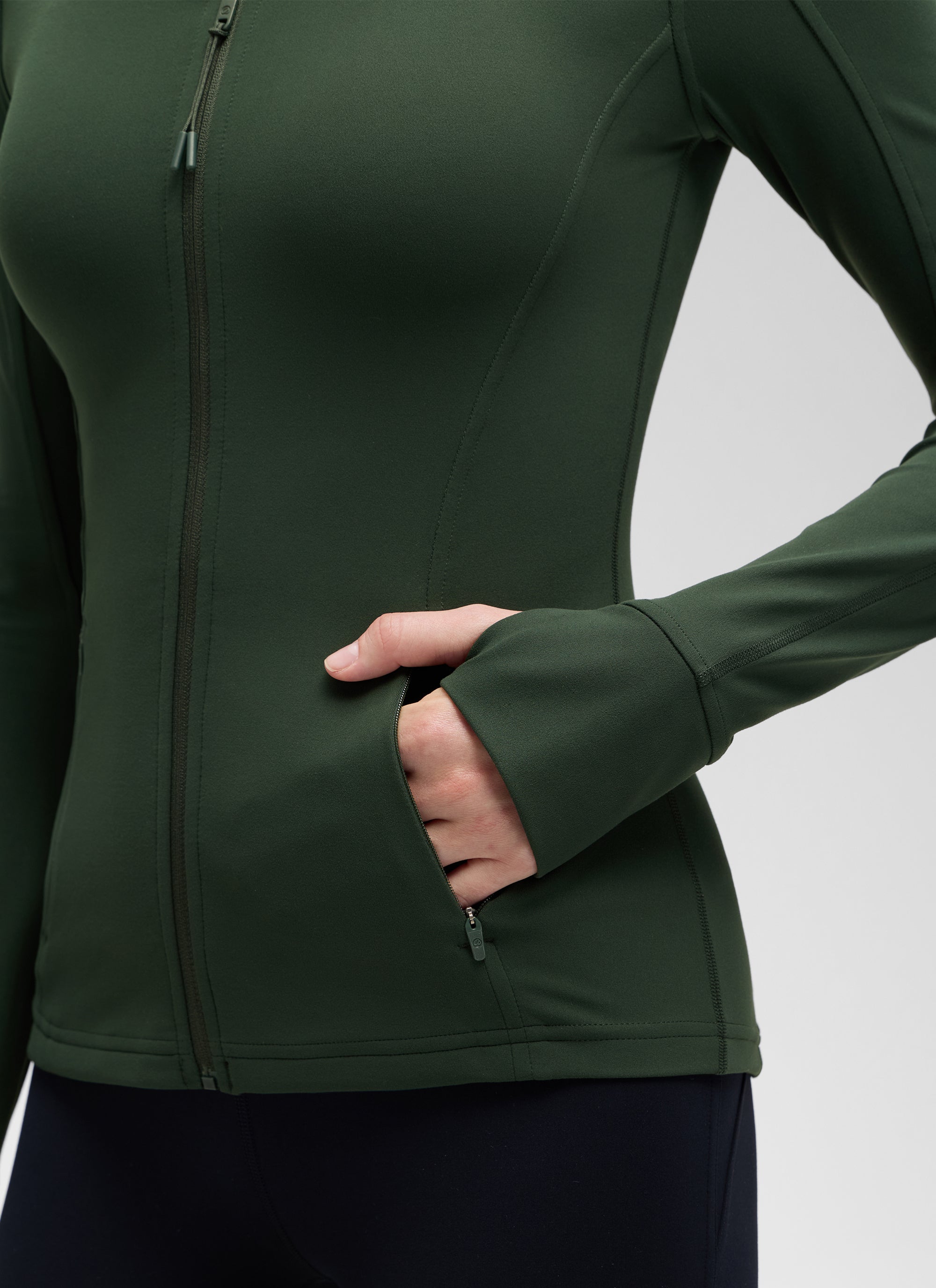 CRZ YOGA Women's Yoga Slim Fit Tops Butterluxe Full Zip Long Sleeves Legend Green