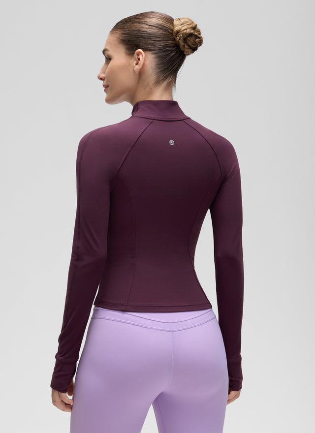 CRZ YOGA Women's Butterluxe Cropped Pocket Outerwear Full Zip Jackets Deep Purple
