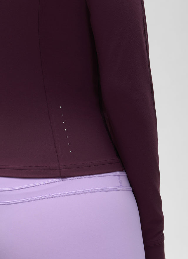 CRZ YOGA Women's Butterluxe Cropped Pocket Outerwear Full Zip Jackets Deep Purple @model_info:J