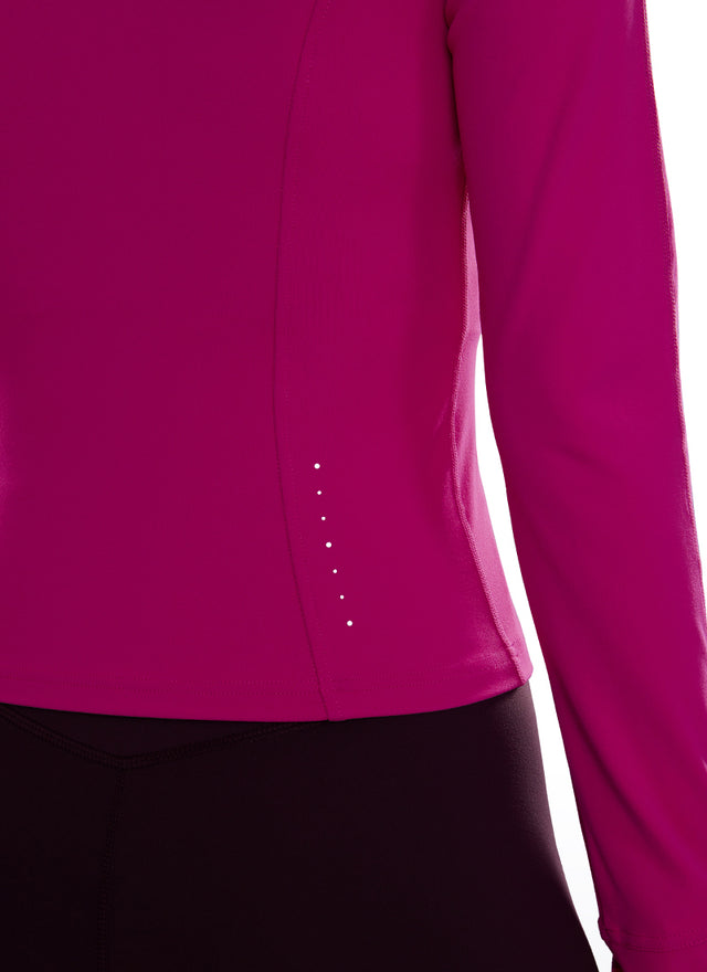CRZ YOGA Women's Butterluxe Cropped Pocket Outerwear Full Zip Jackets Hibiscus Purple @model_info:D