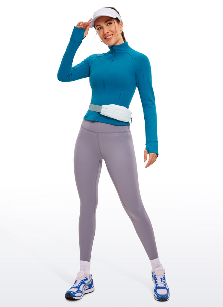 CRZ YOGA Women's Butterluxe Cropped Pocket Outerwear Full Zip Jackets Olive Green