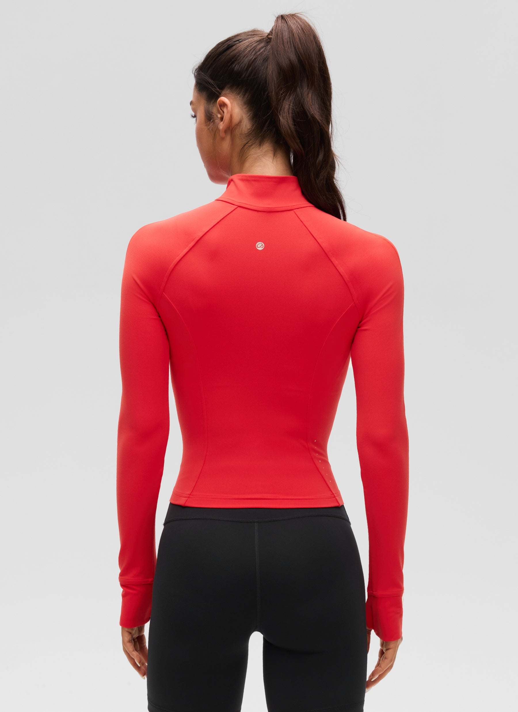 CRZ YOGA Women's Butterluxe Cropped Pocket Outerwear Full Zip Jackets Deep Red @model_info:Isidora