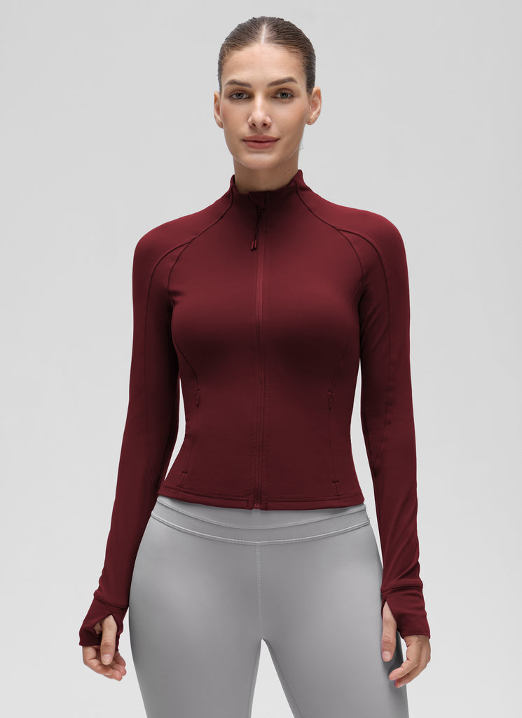 CRZ YOGA Women's Butterluxe Cropped Pocket Outerwear Full Zip Jackets Dark Forest Green