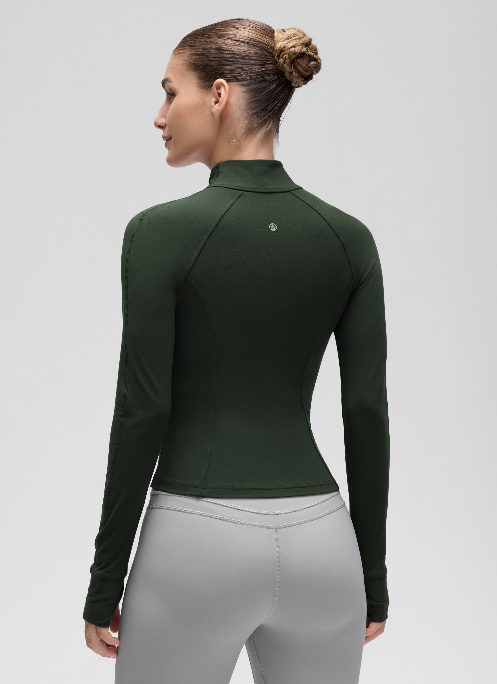 CRZ YOGA Women's Butterluxe Cropped Pocket Outerwear Full Zip Jackets Legend Green @model_info:J