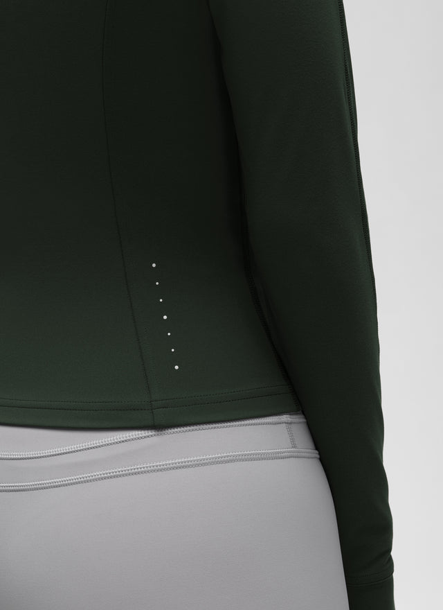 CRZ YOGA Women's Butterluxe Cropped Pocket Outerwear Full Zip Jackets Legend Green @model_info:J