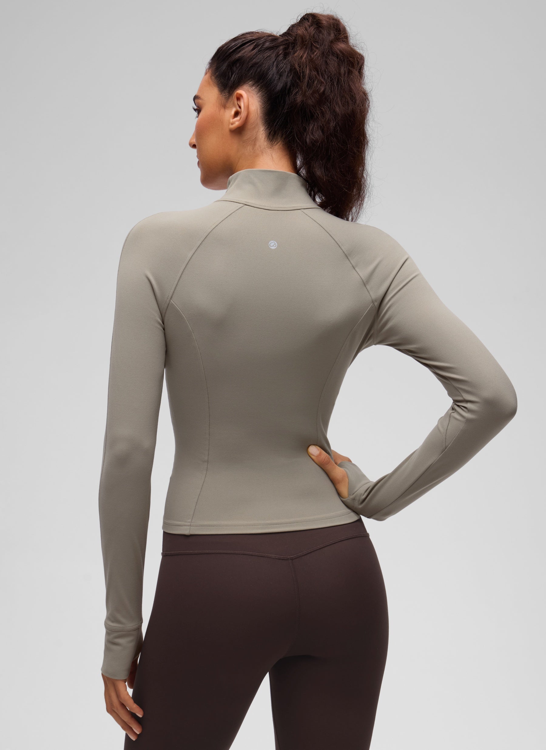 CRZ YOGA Women's Butterluxe Cropped Pocket Outerwear Full Zip Jackets Warm Ash Grey @model_info:V