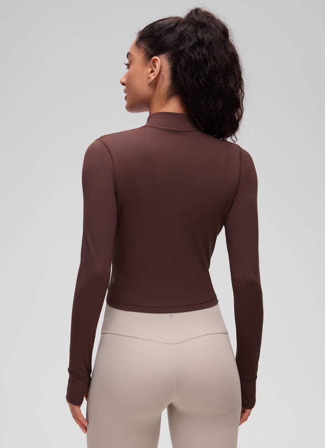 CRZ YOGA Women's Butterluxe Cropped Outerwear Full Zip Jackets Taupe