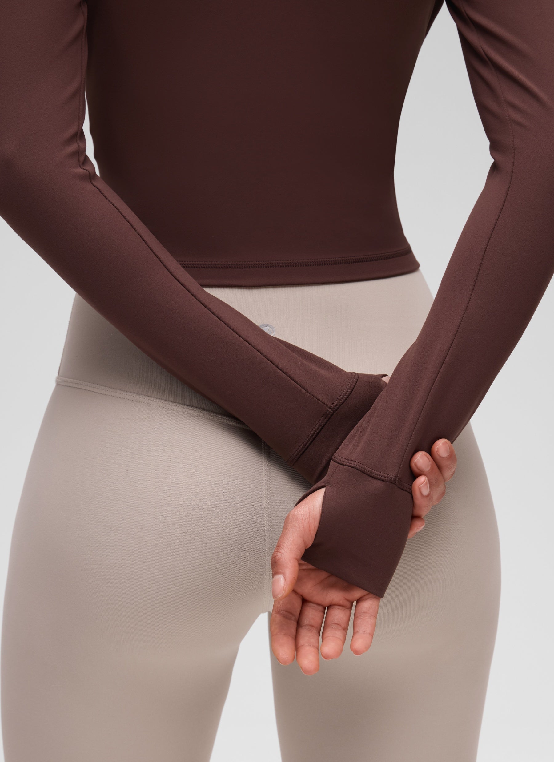 CRZ YOGA Women's Butterluxe Cropped Outerwear Full Zip Jackets Taupe