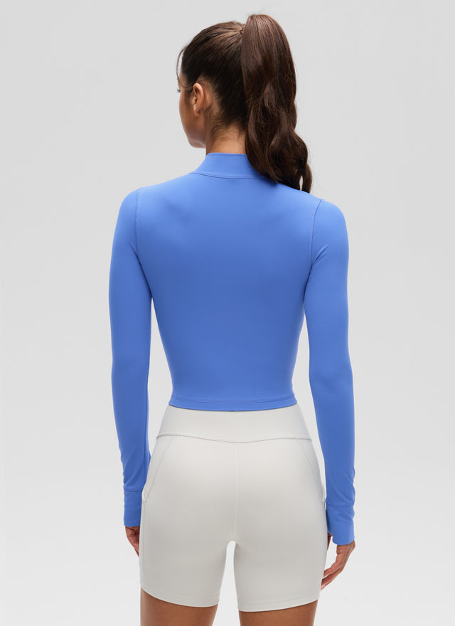 CRZ YOGA Women's Butterluxe Cropped Outerwear Full Zip Jackets Wild Indigo