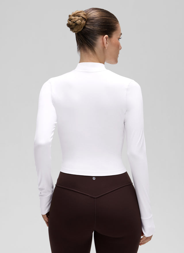 CRZ YOGA Women's Butterluxe Cropped Outerwear Full Zip Jackets White @model_info:J