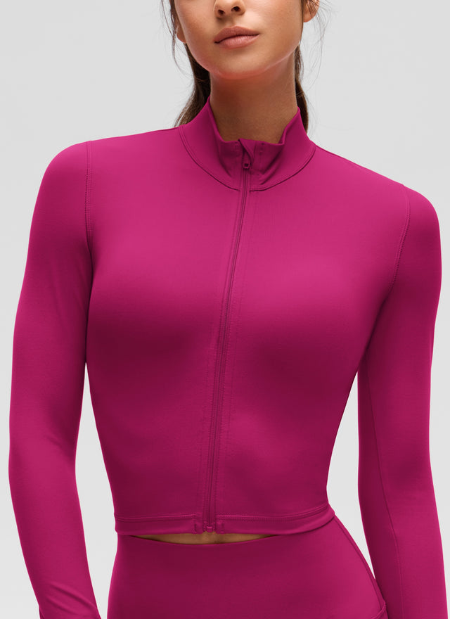 CRZ YOGA Women's Butterluxe Cropped Outerwear Full Zip Jackets Magenta Purple