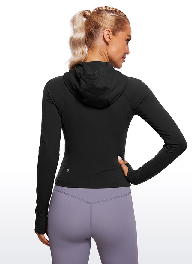 CRZ YOGA Women's Butterluxe Outerwear Full Zip Hoodies Jackets Black