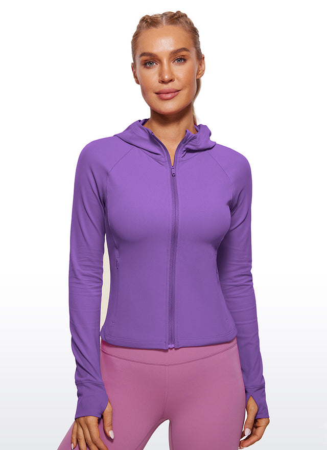 CRZ YOGA Women's Butterluxe Outerwear Full Zip Hoodies Jackets Royal Lilac