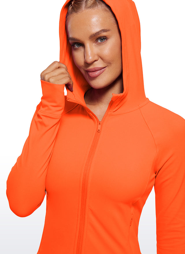 CRZ YOGA Women's Butterluxe Outerwear Full Zip Hoodies Jackets Neon Orange