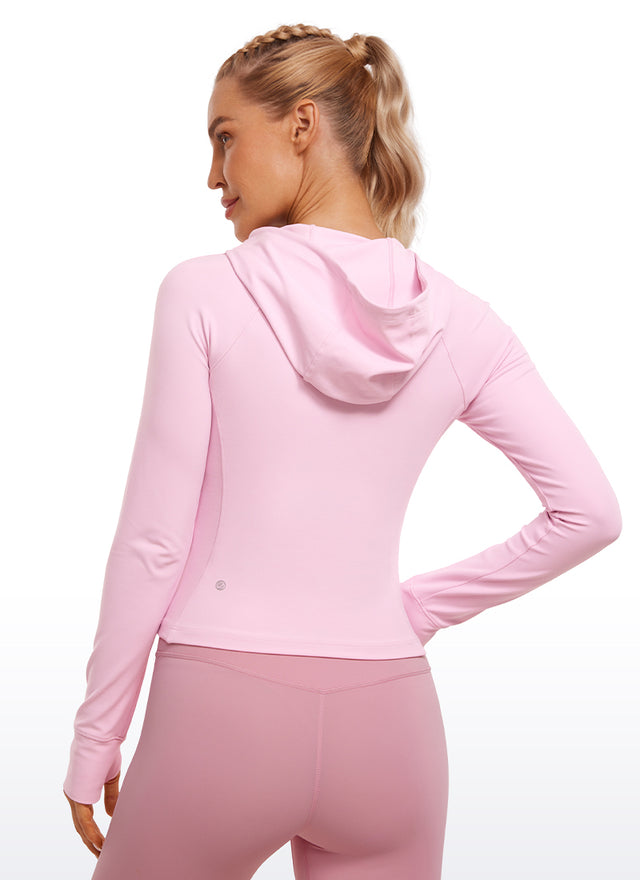 CRZ YOGA Women's Butterluxe Outerwear Full Zip Hoodies Jackets Pink Peony