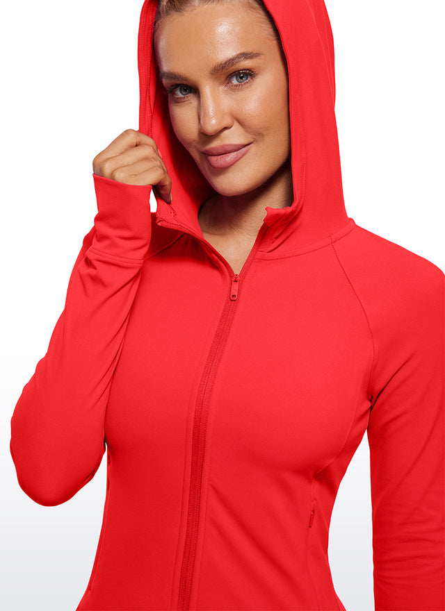 CRZ YOGA Women's Butterluxe Outerwear Full Zip Hoodies Jackets Deep Red
