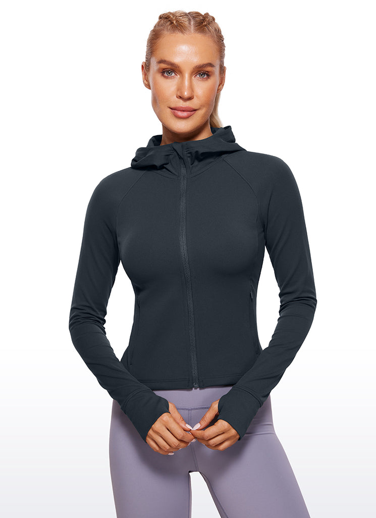CRZ YOGA Women's Butterluxe Outerwear Full Zip Hoodies Jackets Black