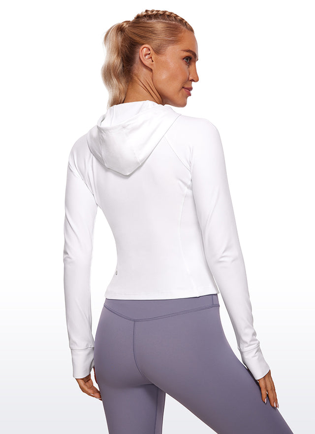 CRZ YOGA Women's Butterluxe Outerwear Full Zip Hoodies Jackets White