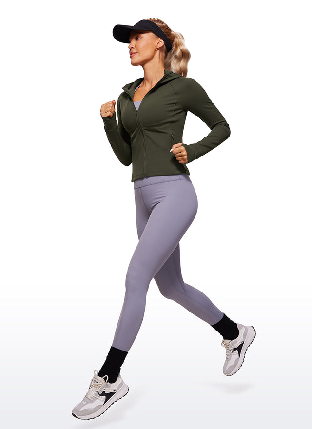 CRZ YOGA Women's Butterluxe Outerwear Full Zip Hoodies Jackets Olive Green