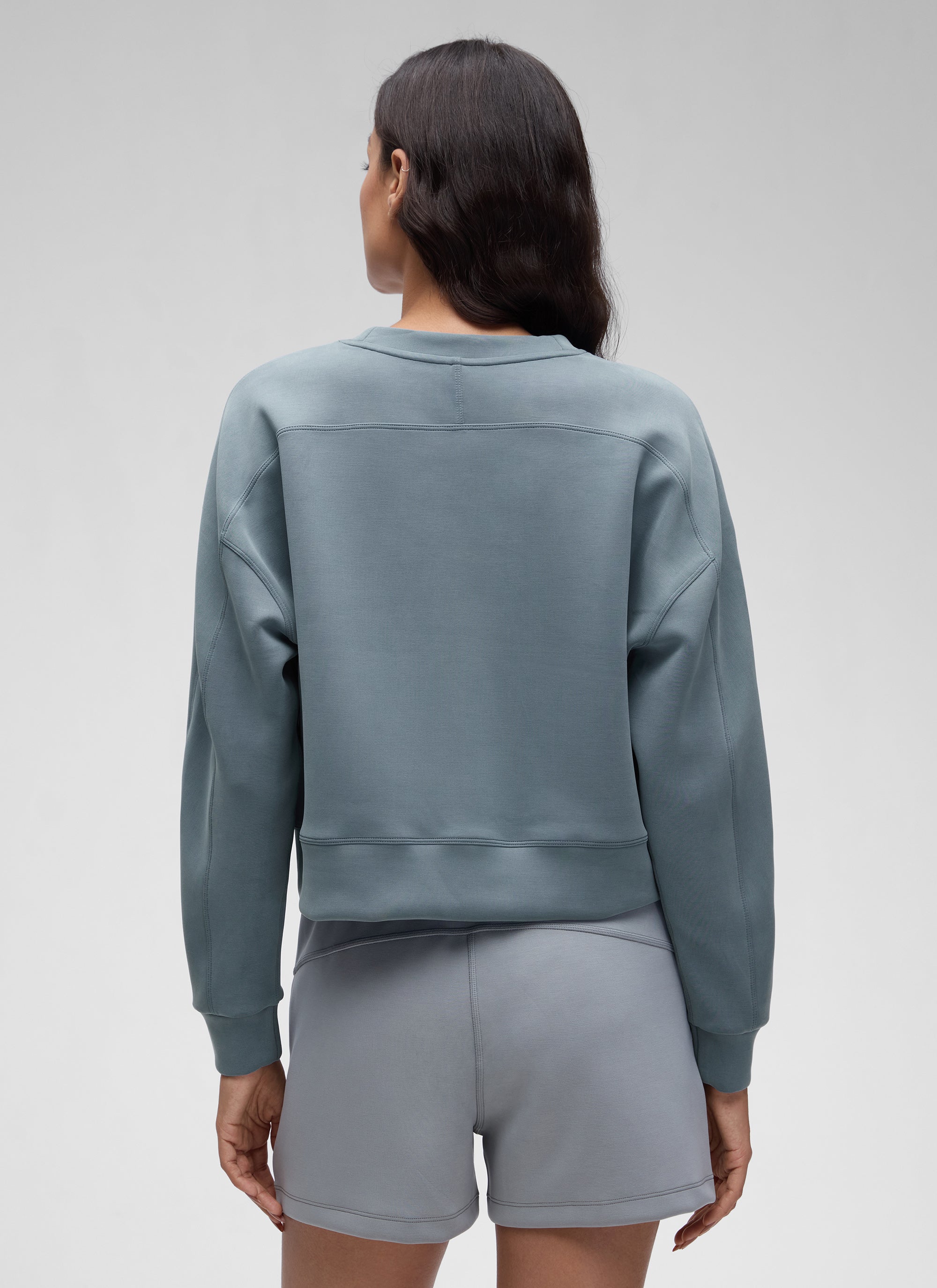 CRZ YOGA Womens SoftAura Basic Casual Sweat Shirt Crew Neck Pullover Belgian Blue