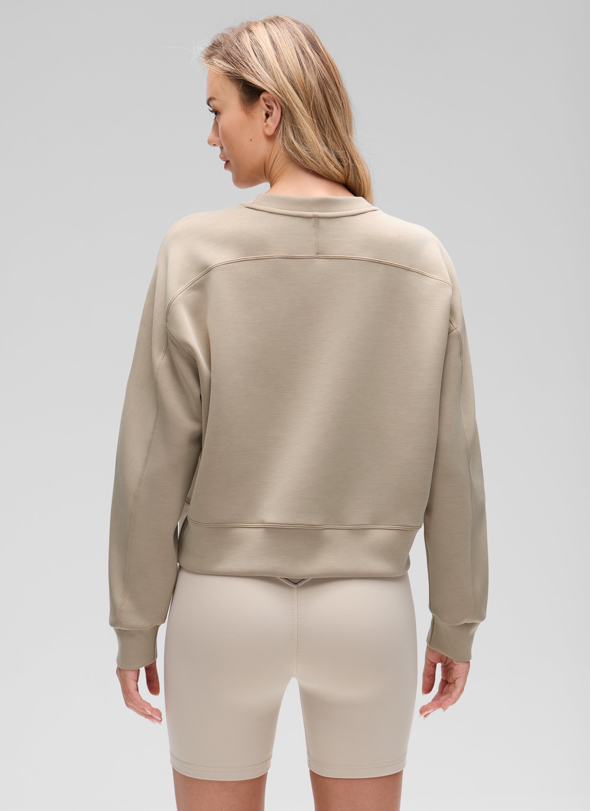 CRZ YOGA Womens SoftAura Basic Casual Sweat Shirt Crew Neck Pullover Oak