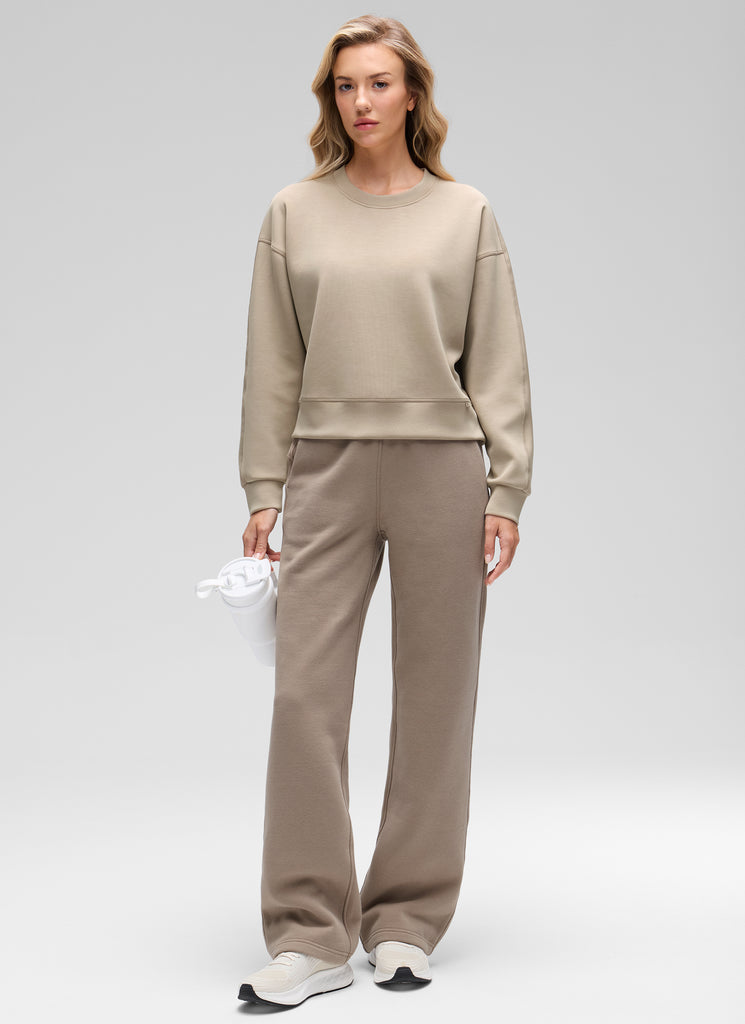 CRZ YOGA Womens SoftAura Basic Casual Sweat Shirt Crew Neck Pullover Strawberry Pink