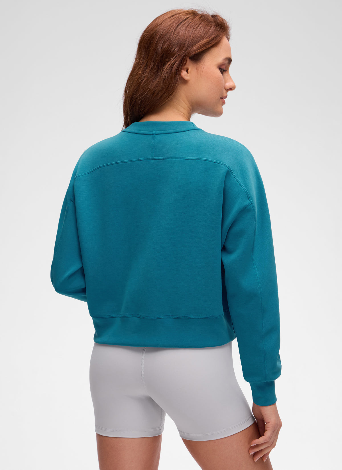 CRZ YOGA Womens SoftAura Basic Casual Sweat Shirt Crew Neck Pullover Hawaiian Blue