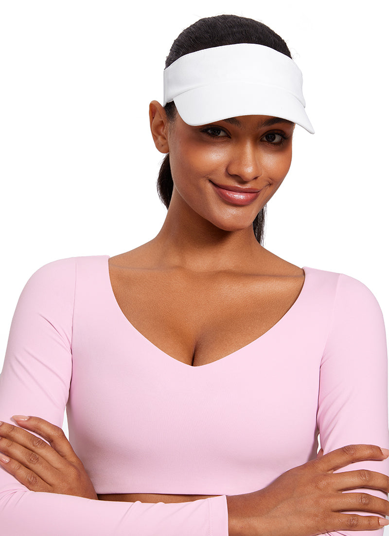 CRZ YOGA Women's Butterluxe Double Lined Long Sleeve V Neck Cropped Pink Peony @model_info:Lais