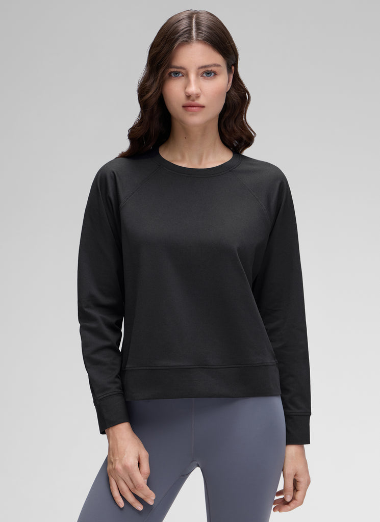 CRZ YOGA Women Casual Lightweight Relaxed Fit Long Sleeves Crew Neck Red Merlot