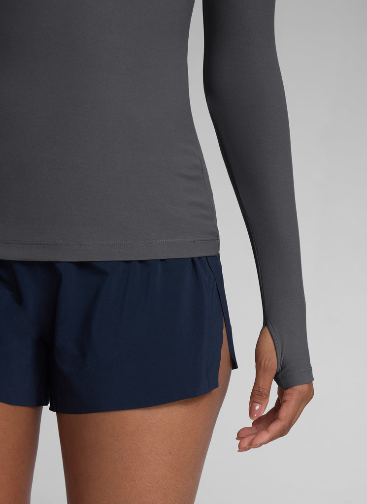 CRZYOGA Women's Cloudweight Workout Crewneck Long Sleeve Thumb Hole True Navy