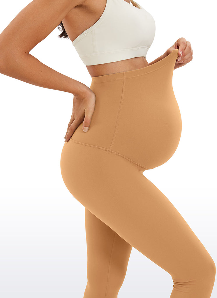 CRZ YOGA Women's Maternity Leggings Super High Rise Butterluxe 25'' Doe Brown
