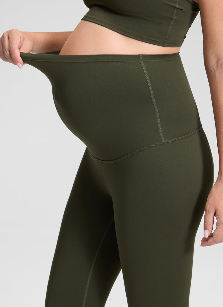 CRZ YOGA Women's Maternity Leggings Super High Rise Butterluxe 28'' Olive Green